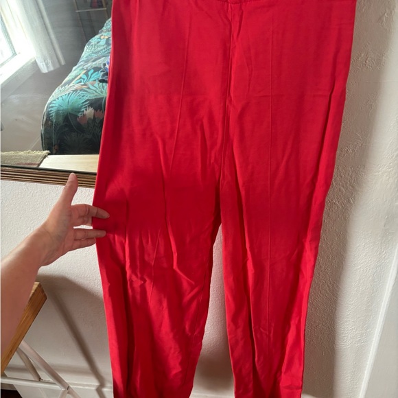 MNG Red Deep V Neck Wide Leg Jumpsuit - Picture 8 of 10